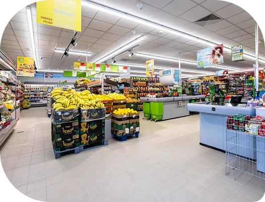 Bezpieczny start – wnętrze sklepu Stokrotka